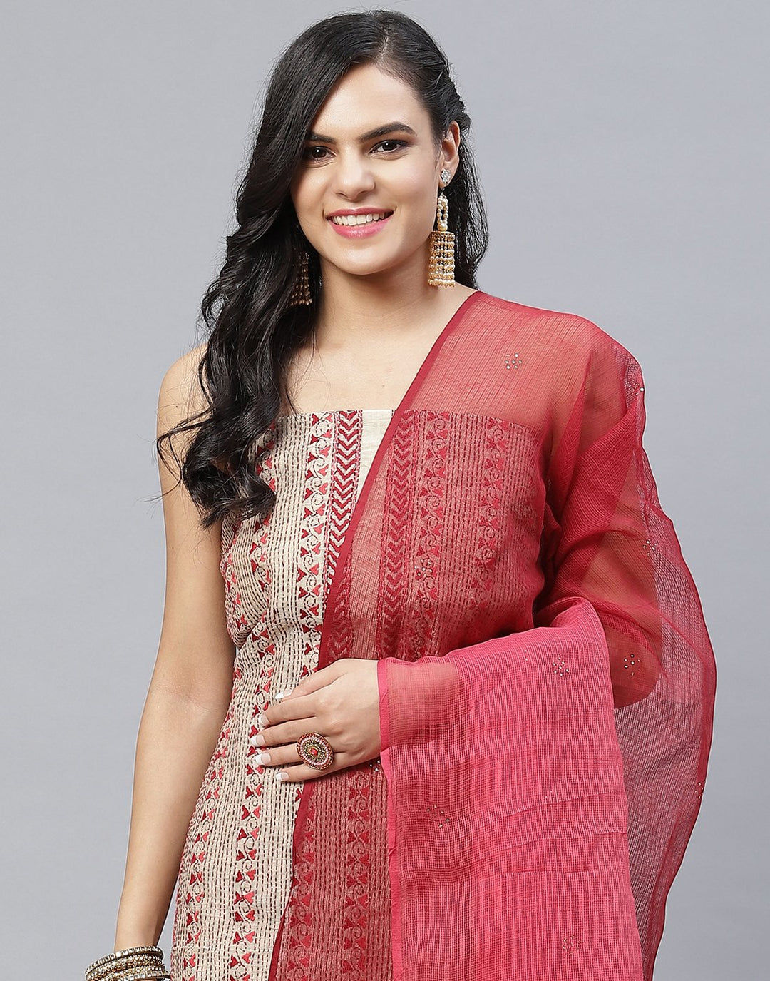 Chanderi Embroidered Suit Piece