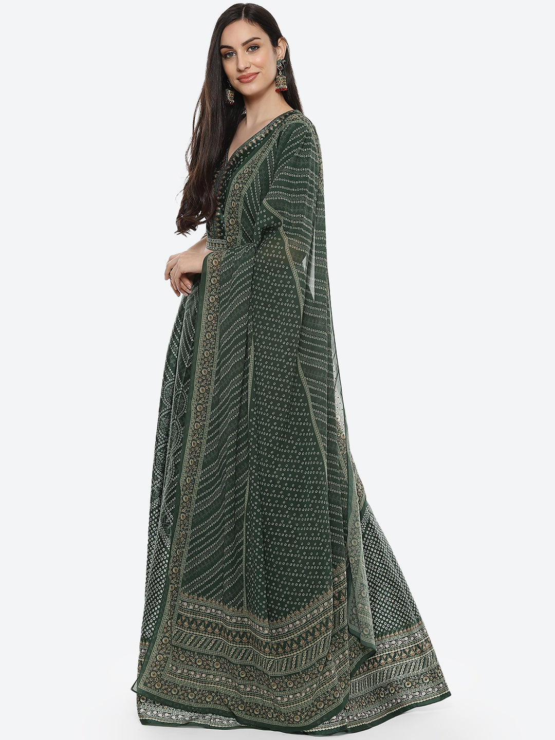 Printed Choli With Lehenga & Net Dupatta