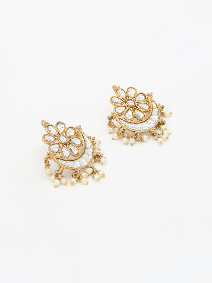 Gold &amp; White Drop &amp; Dangler Earrings