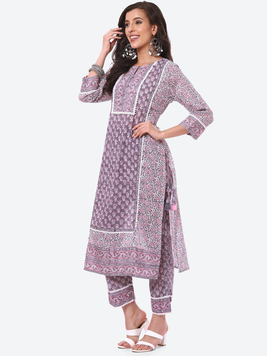 Floral Printed Cotton Kurta With Pant