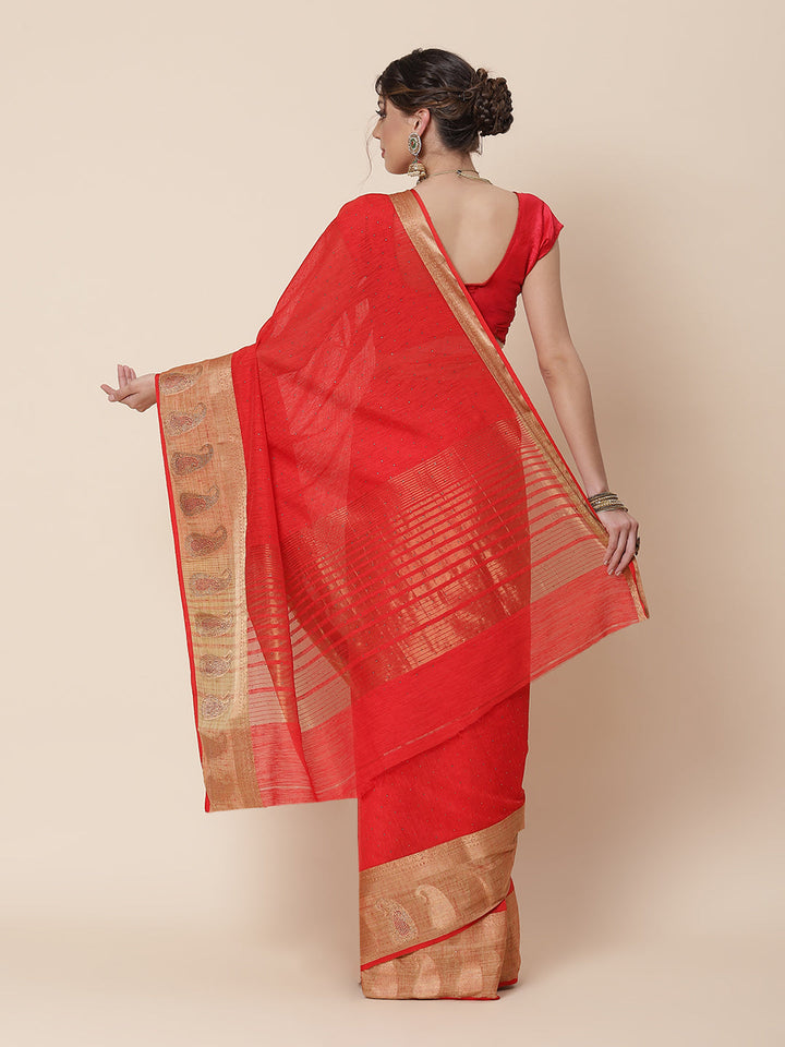 Stone Work Art Handloom Woven Saree