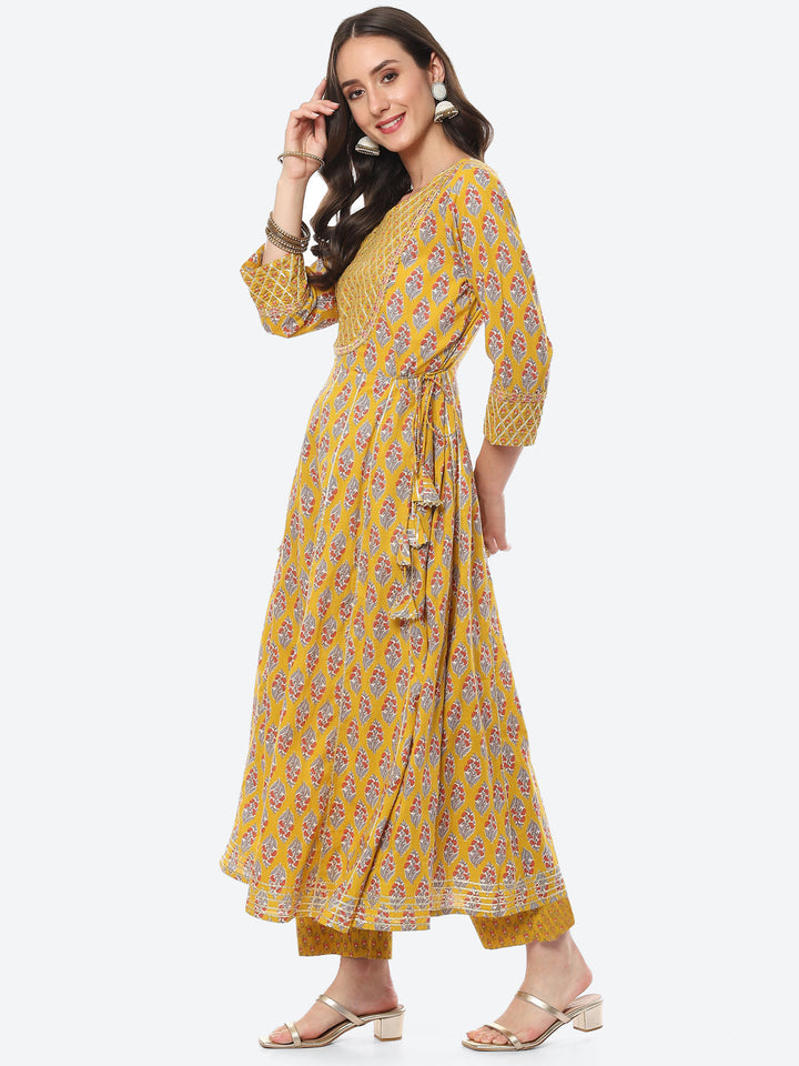 Gota Embroidered Printed Anarkali Kurta With Pant