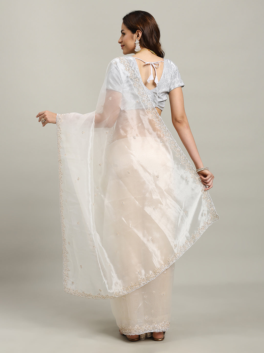 Sequence Embroidery Tissue Saree
