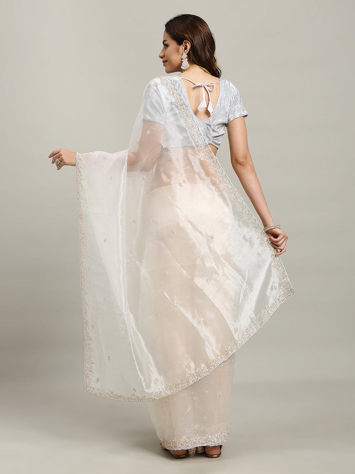 Sequence Embroidery Tissue Saree