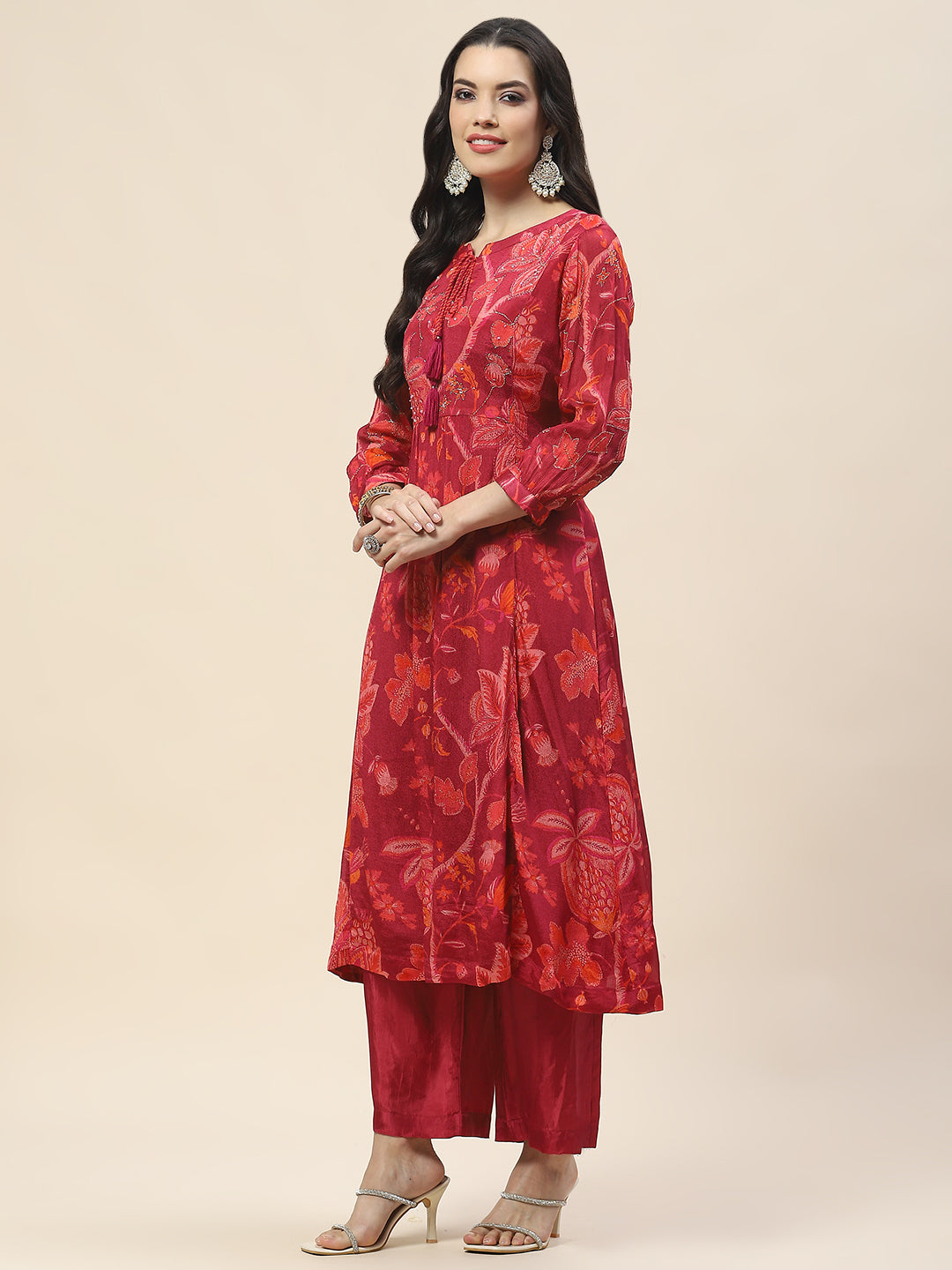 Floral Printed Muslin Kurta With Pants