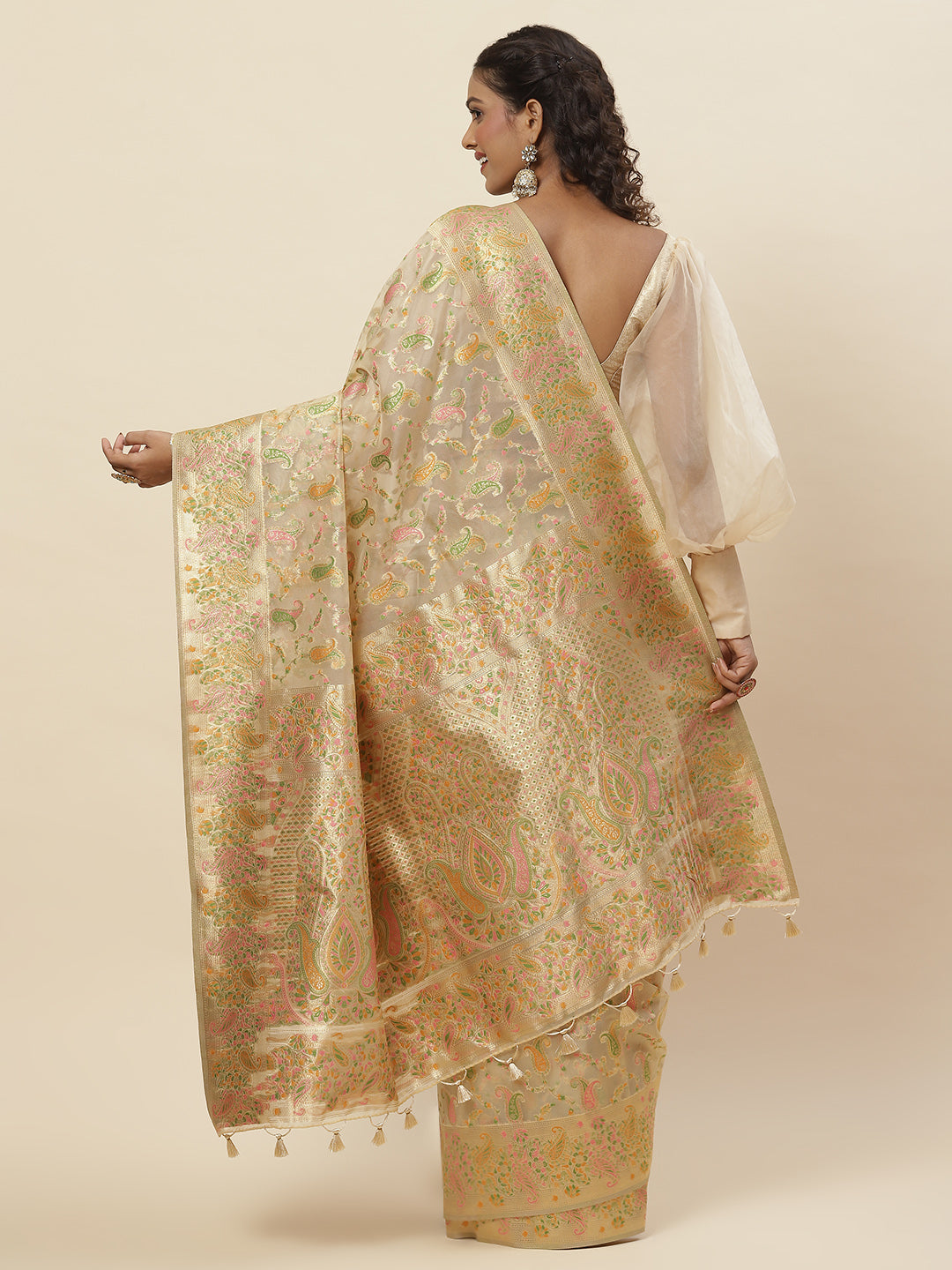 Zari Jaal Woven Organza Saree