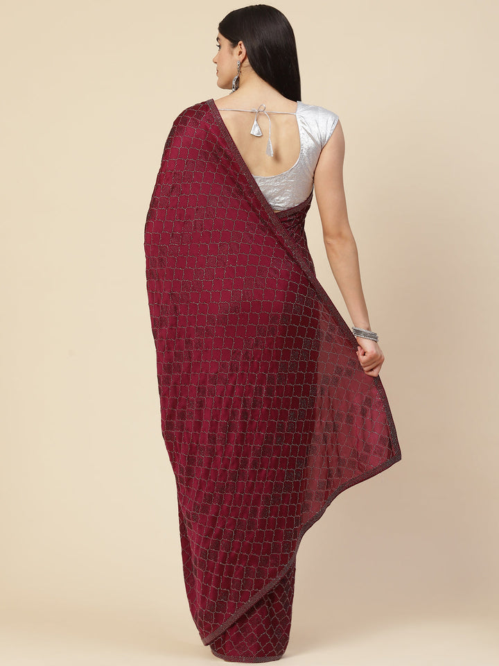 Stone Embroidered Satin Saree