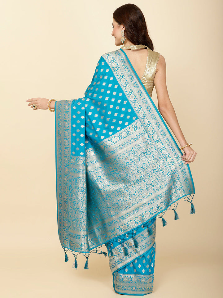 Zari Border Booti Woven Handloom Saree