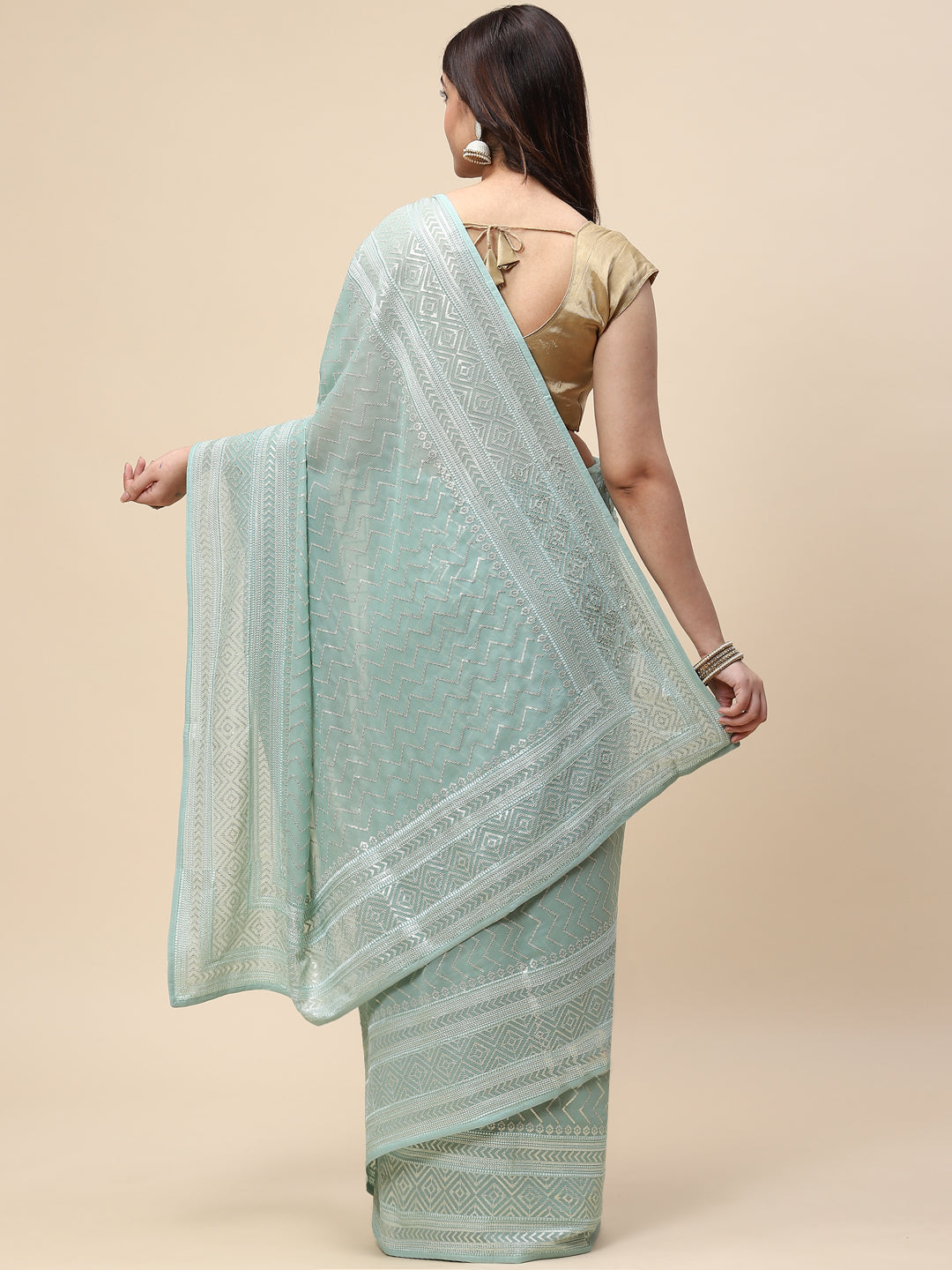 Sequin Embroidered Georgette Saree
