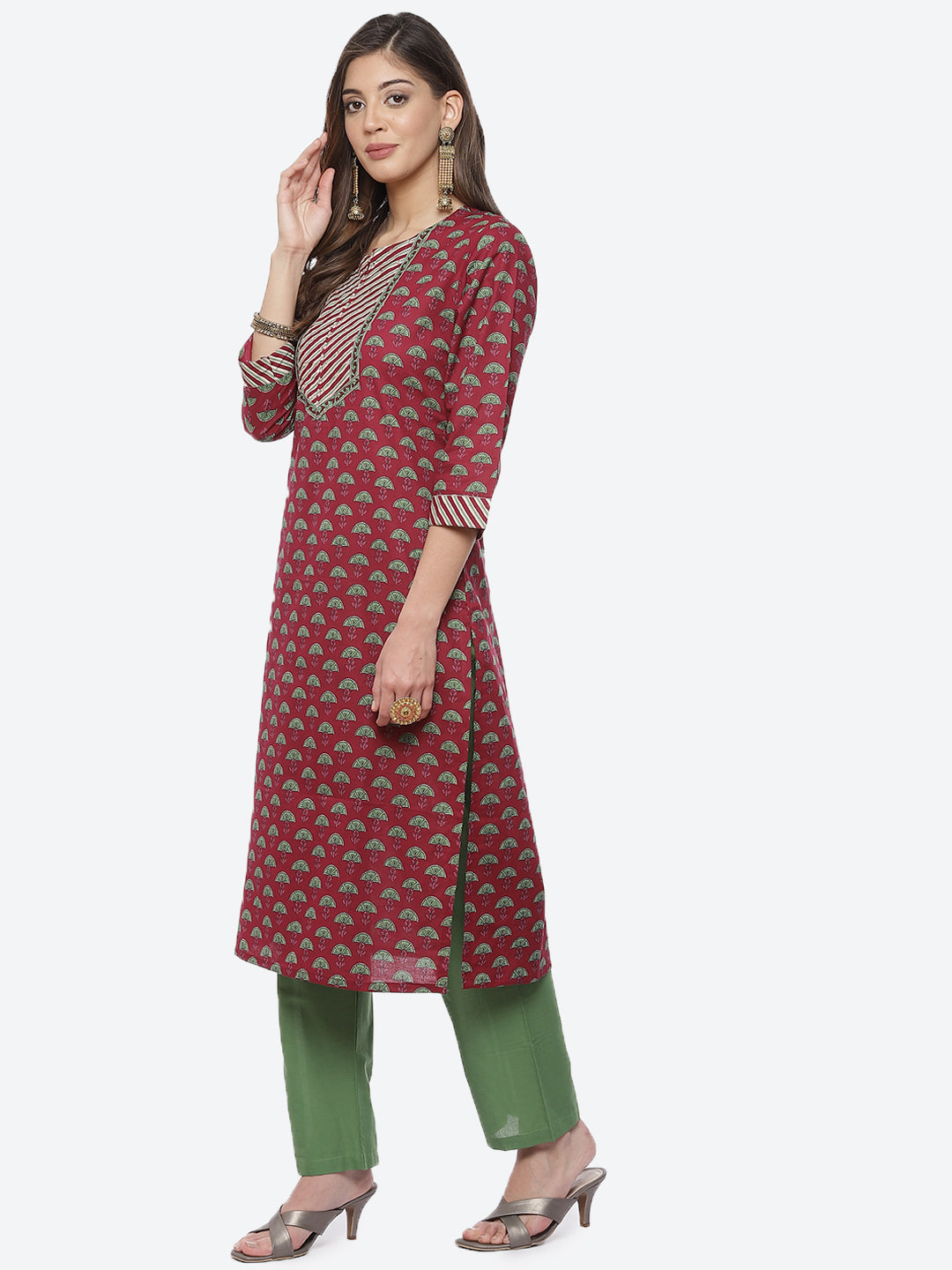 Floral Printed Cotton Kurta With Pant