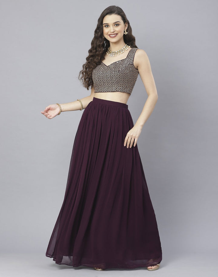 Bottle Green, Wine and Navy Blue Georgette Salwar Kameez with Shrug