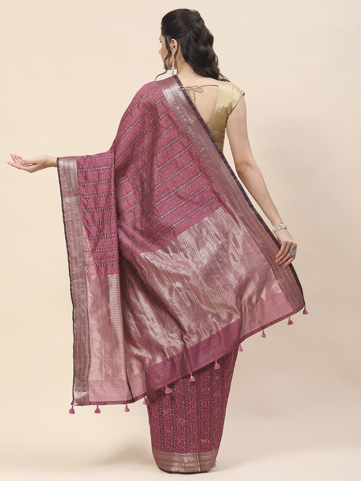 Zari Border Woven Art Tussar Saree