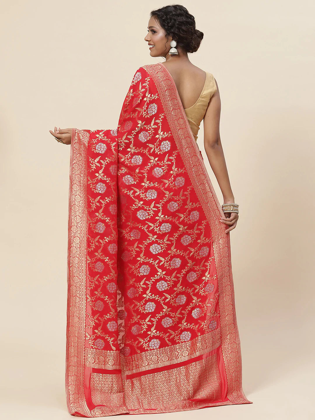 Zari Border Booti Handloom Woven Saree