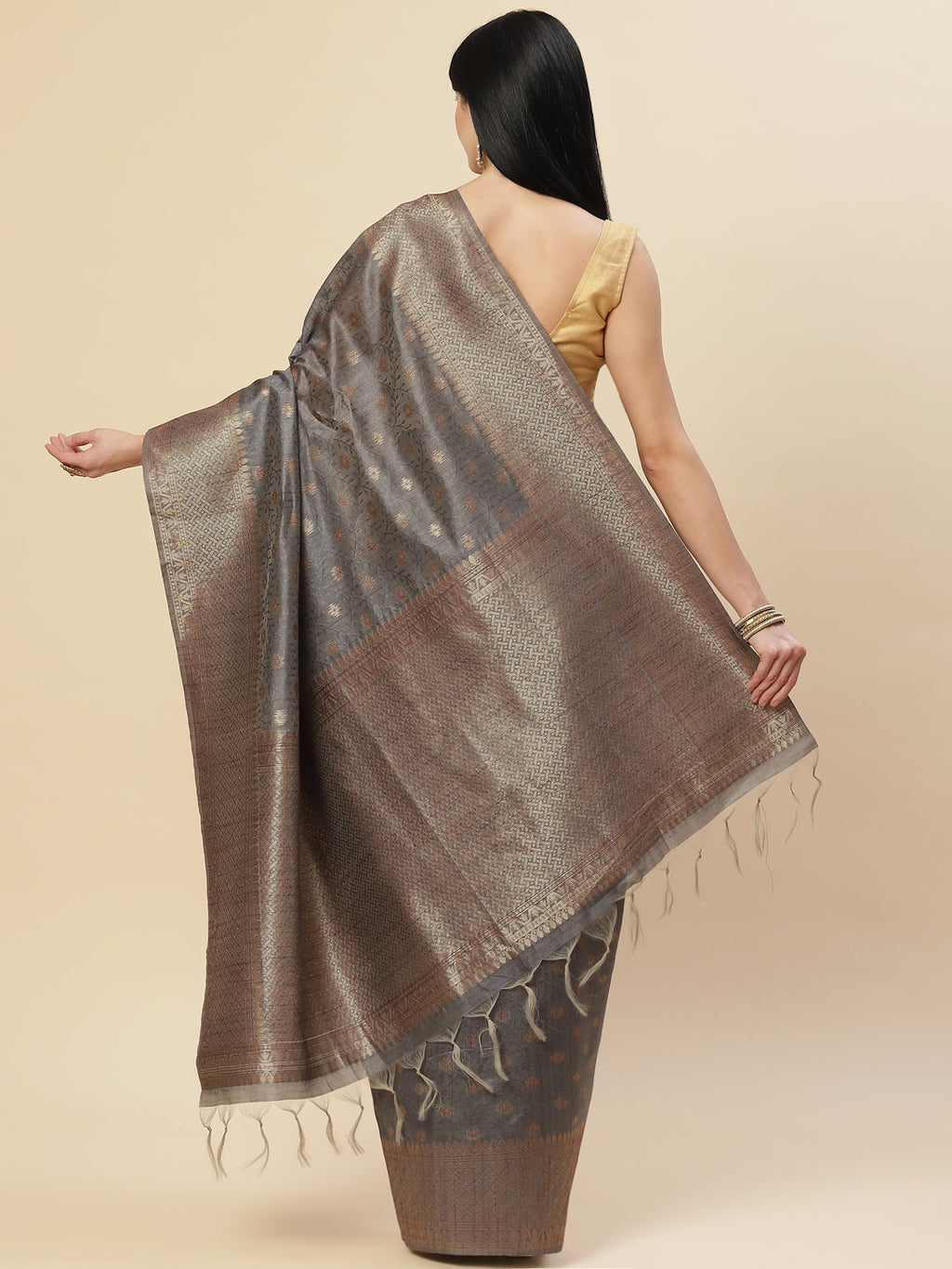 Zari Booti Tussar Woven Saree