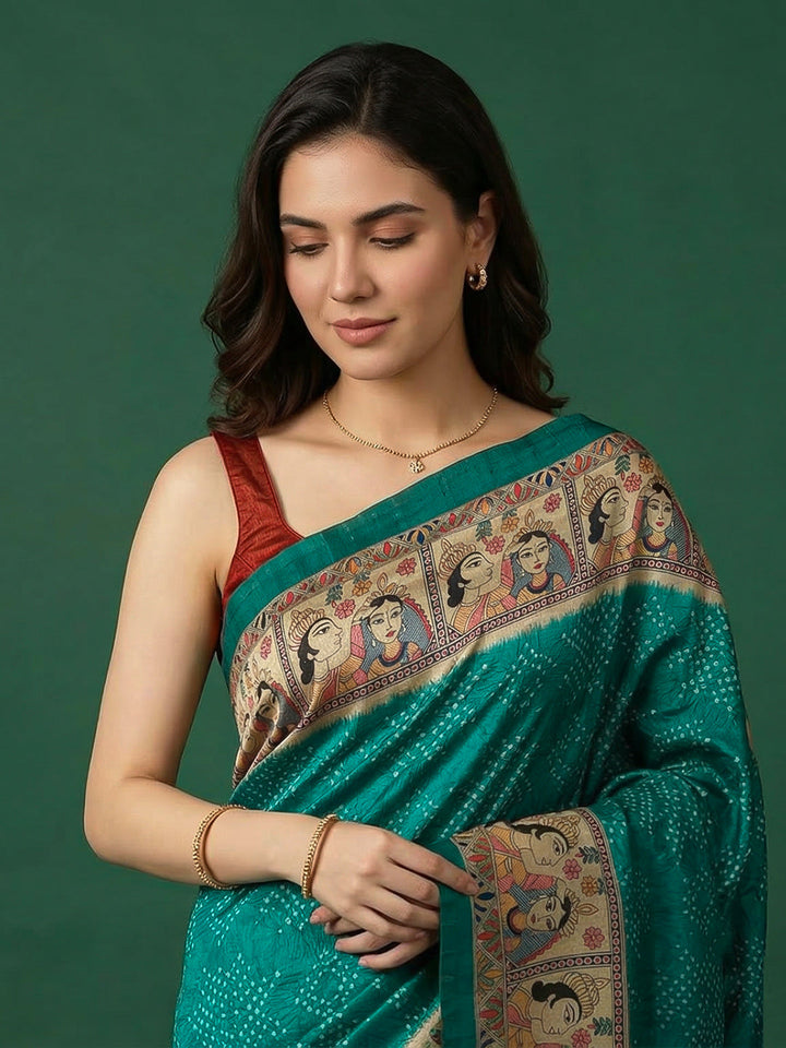 Printed Tussar Silk Saree