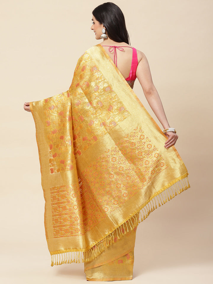 Floral Zari Jaal Woven Cotton Saree