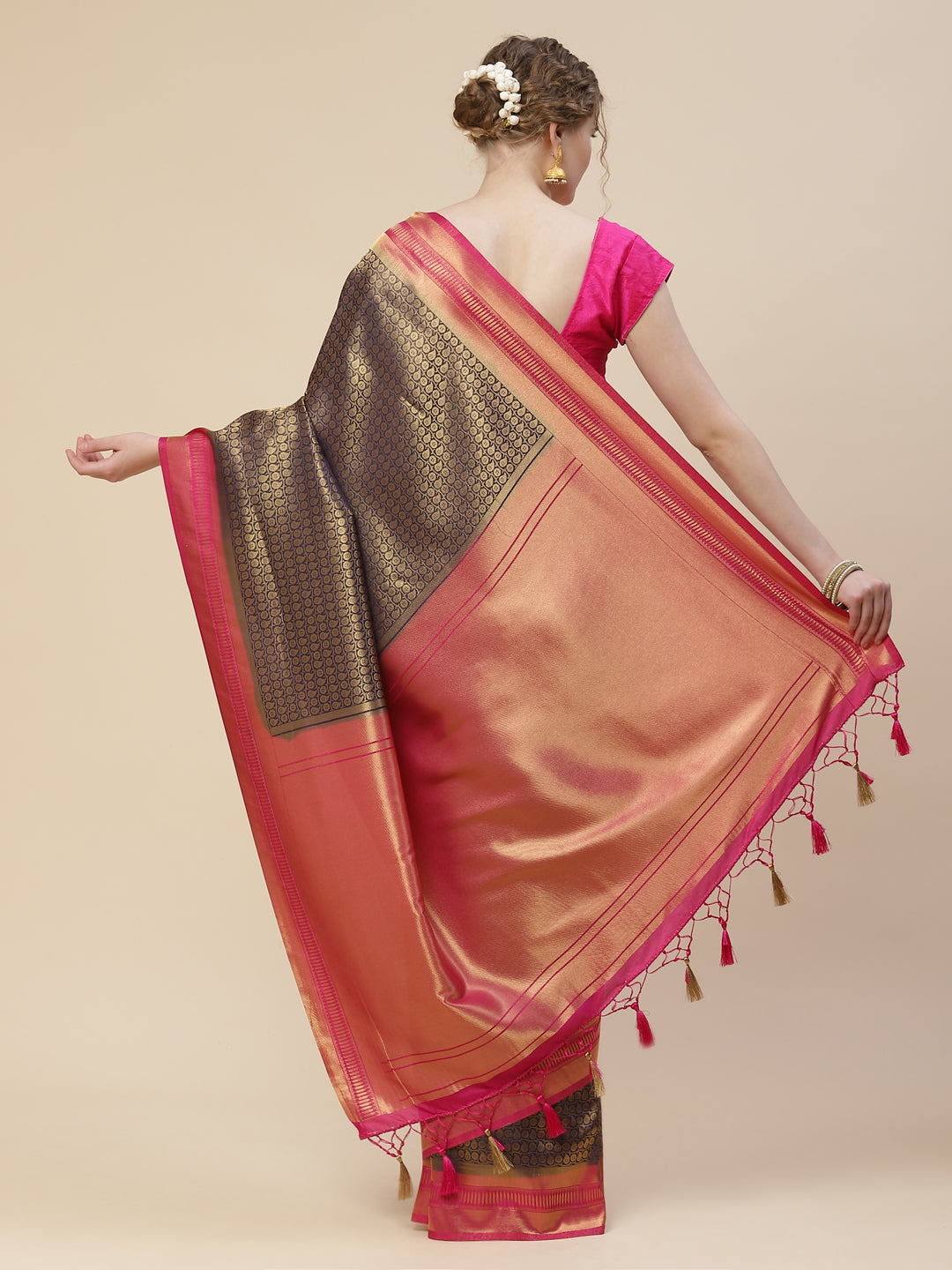 Brocade Zari Jaal Art Handloom Woven Saree