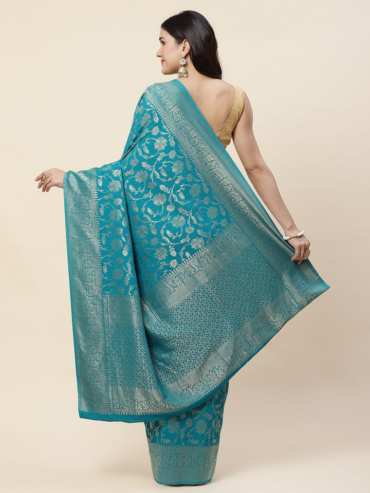 Zari Jaal Tussar Silk Plain Saree