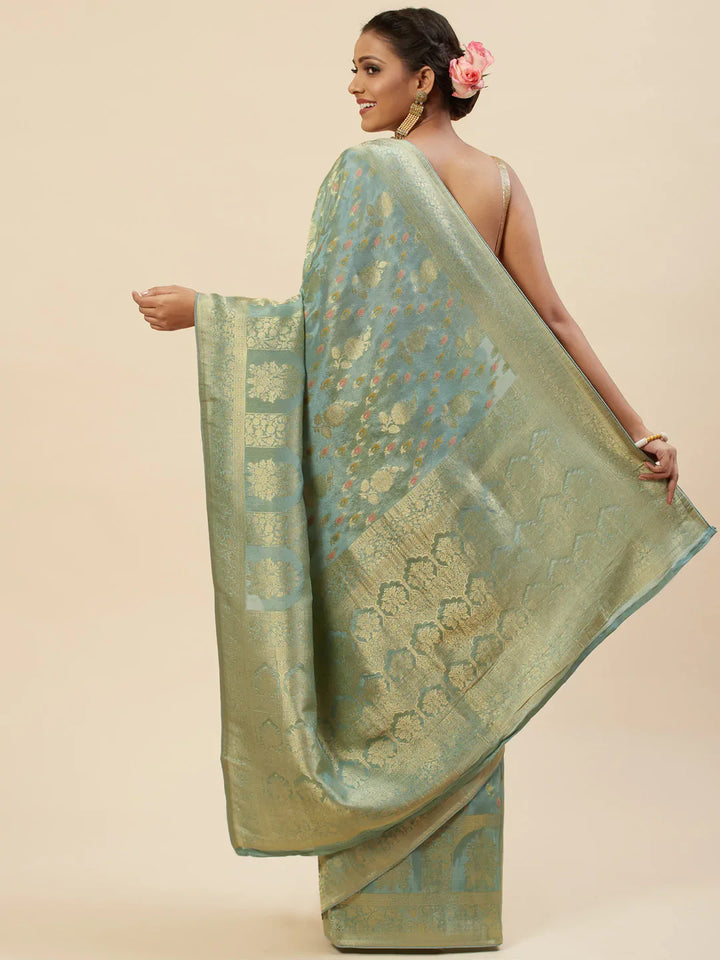Zari Booti Organza Woven Saree
