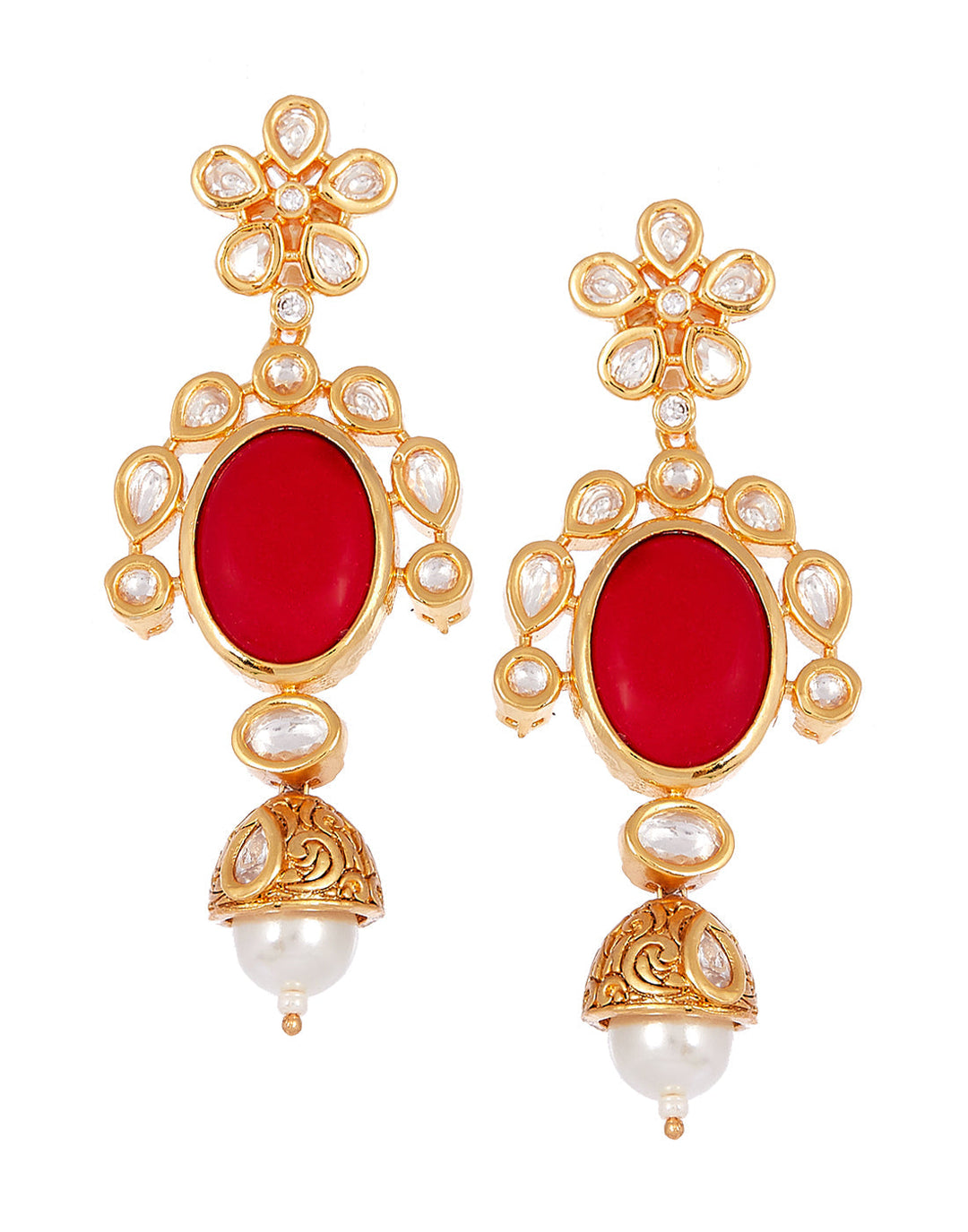 Gold Plated Stone Necklace With Earrings