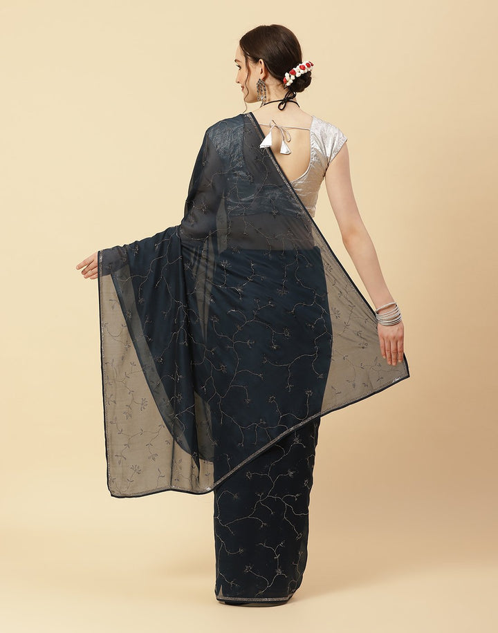 Embroidered Stone Work Art Crepe Saree