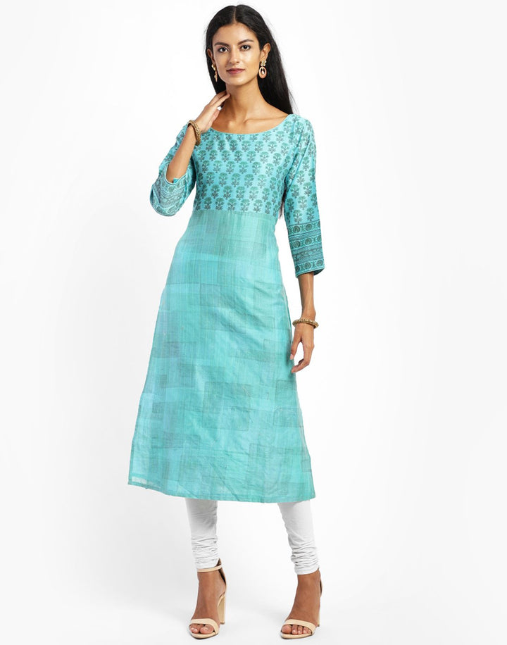 Printed Cotton Chanderi Kurti