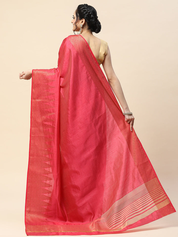 Plain Zari Border Handloom Woven Saree
