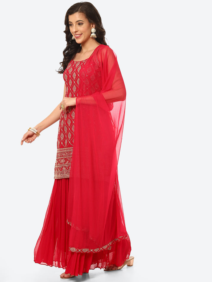 Resham Jaal  Georgette Kurti With Garara With Net Dupatta