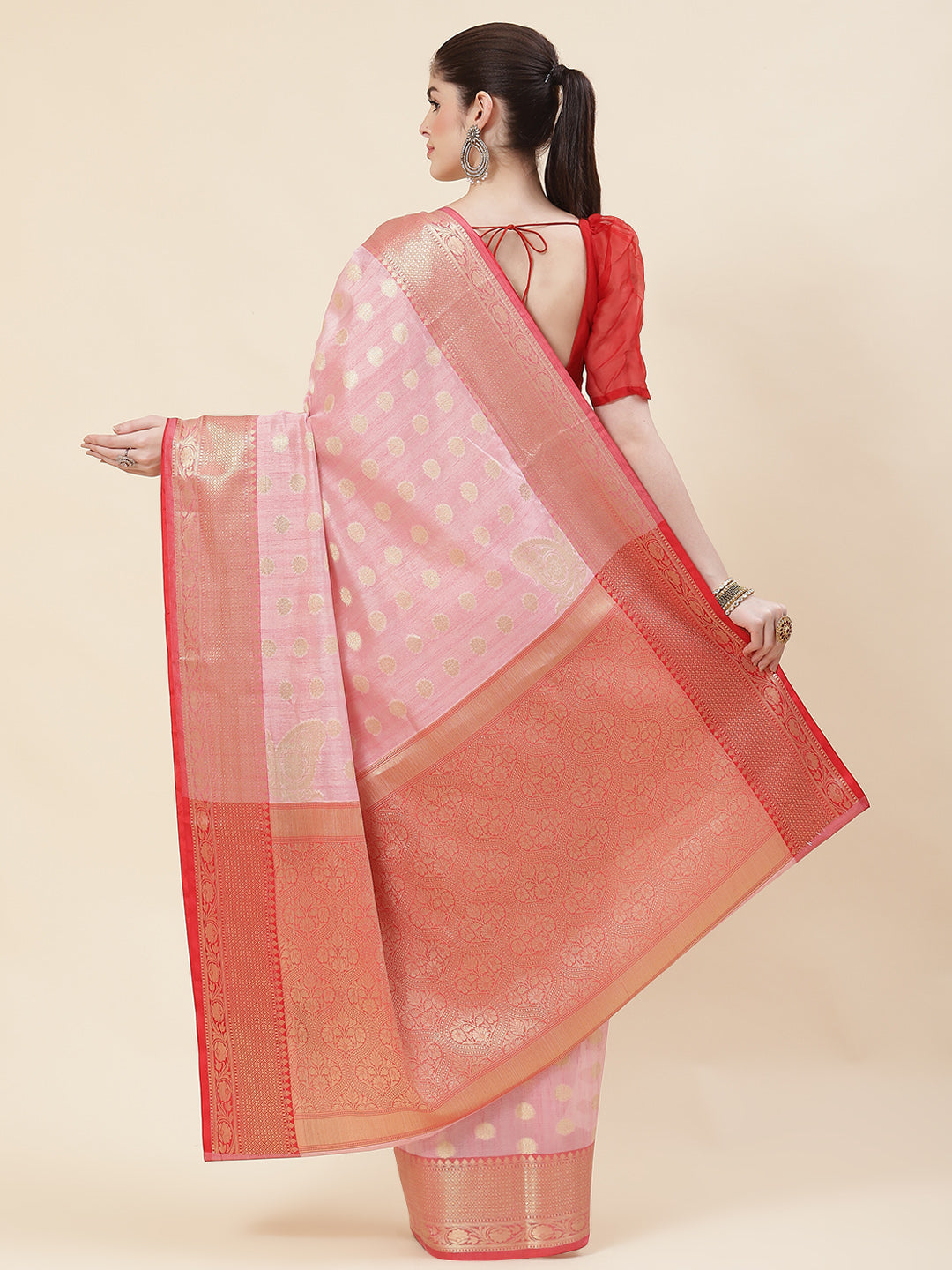 Zari Booti Cotton Woven Saree