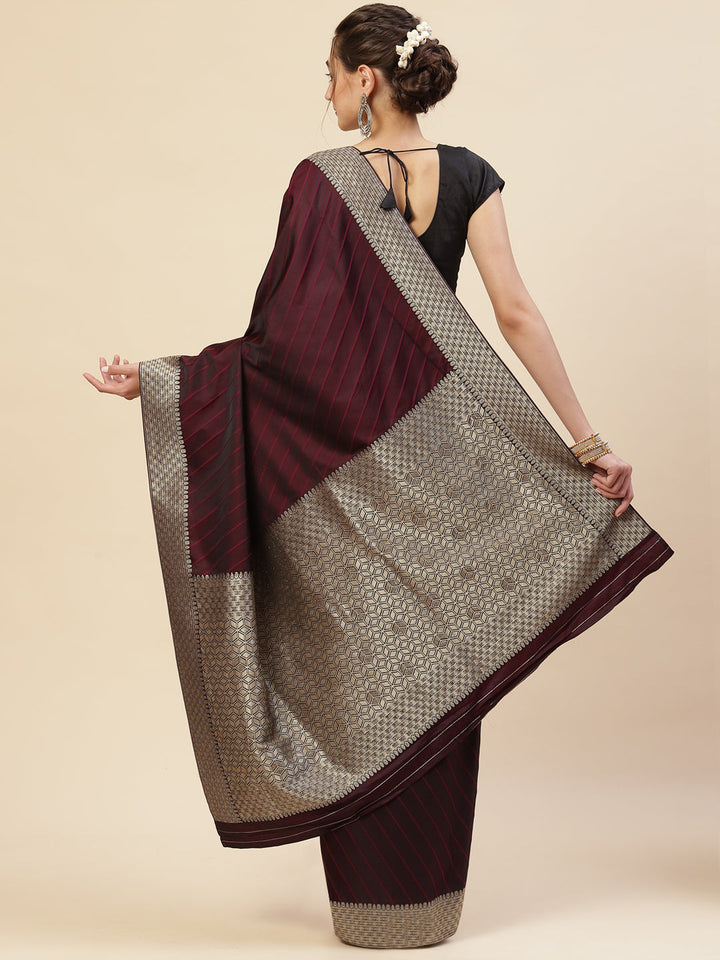 Stripes Stone Jaal Banarasi Woven Saree
