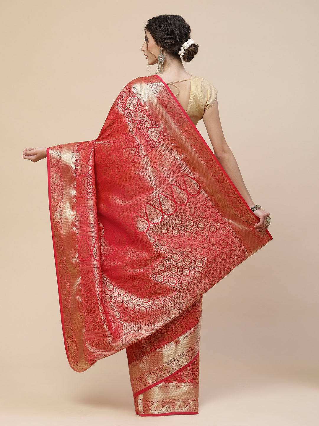 Brocade Zari Jaal Art Handloom Woven Saree