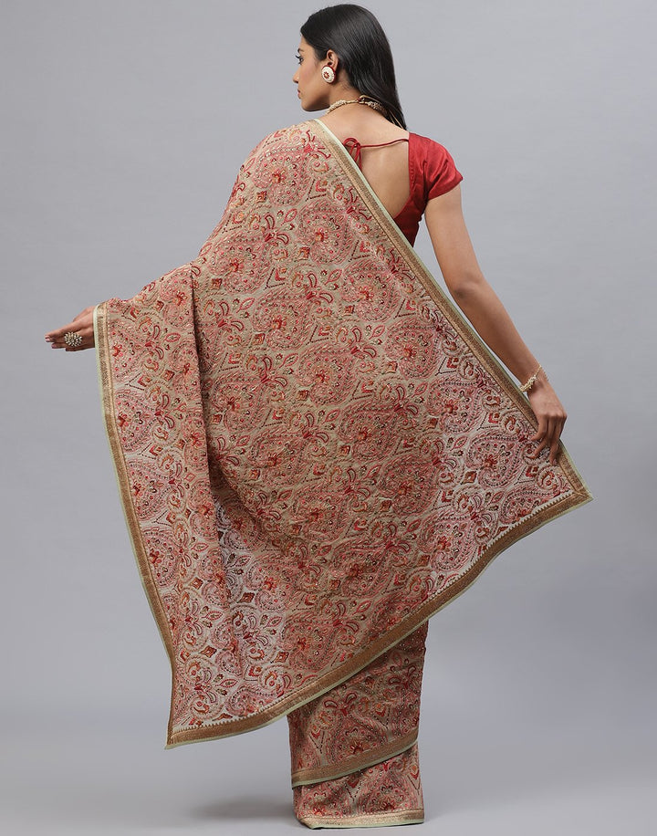 Pure Georgette  Saree with Kashmiri Work