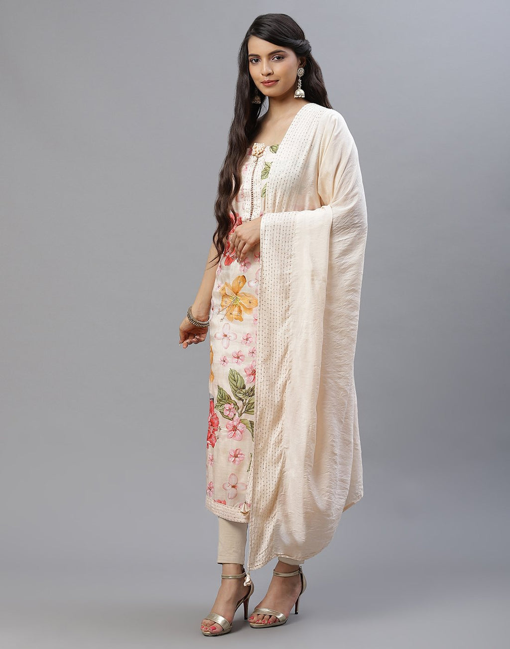 Muslin Printed Embroidered Suit piece