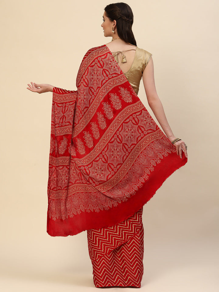 Zig Zag Printed Satin Saree