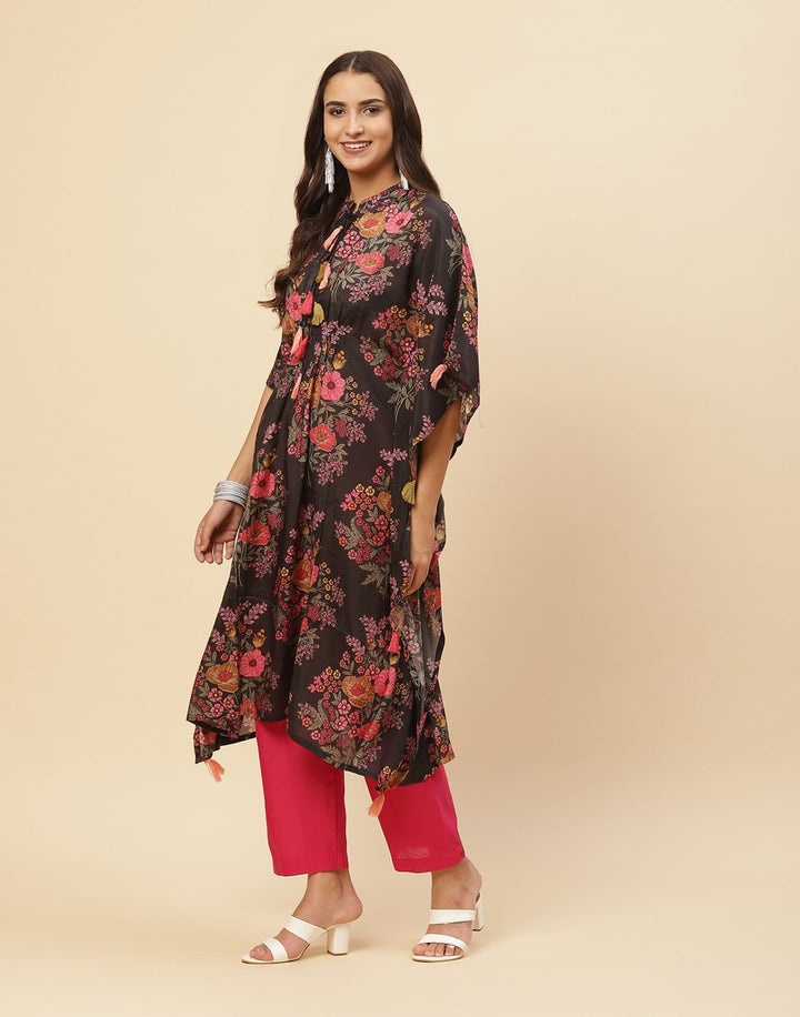 Floral Printed Cotton Muslin Kaftan