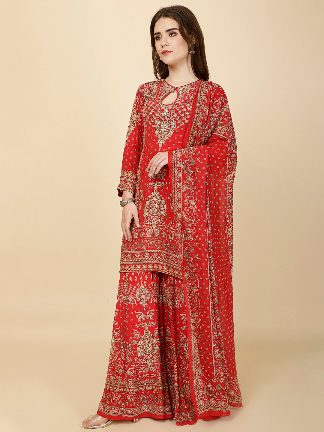 Digital Print Crepe Suit Set With Dupatta