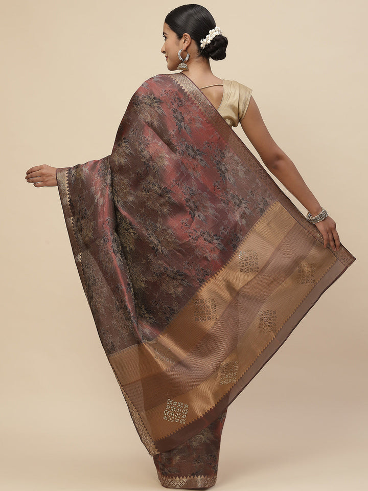 Sequin Embroidered Handloom Woven Saree