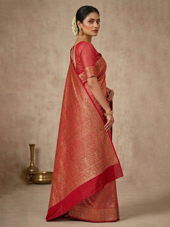 Red Woven Design Satan Resham Banarasi Saree
