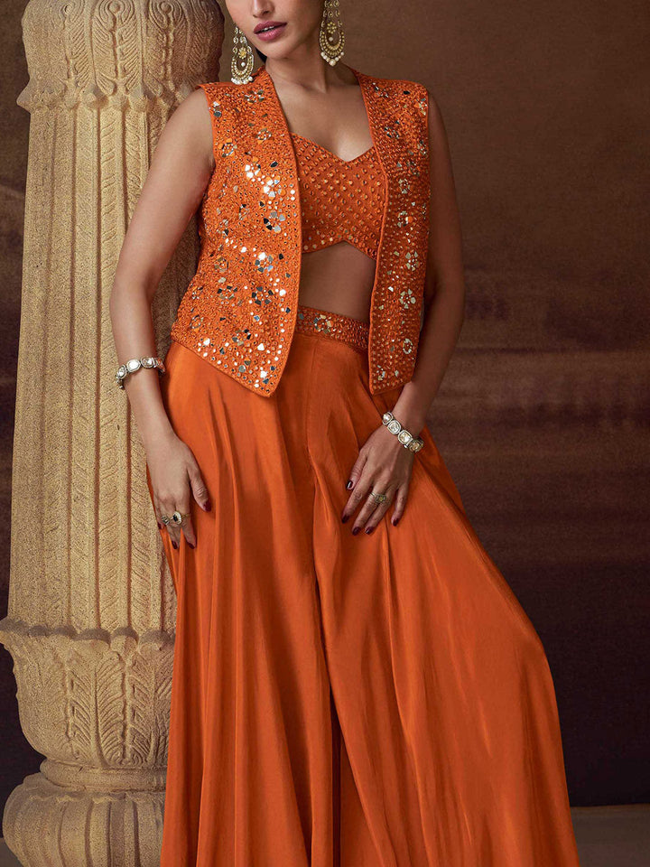 Embroidered Chinon Suit With Pant &amp; Dupatta