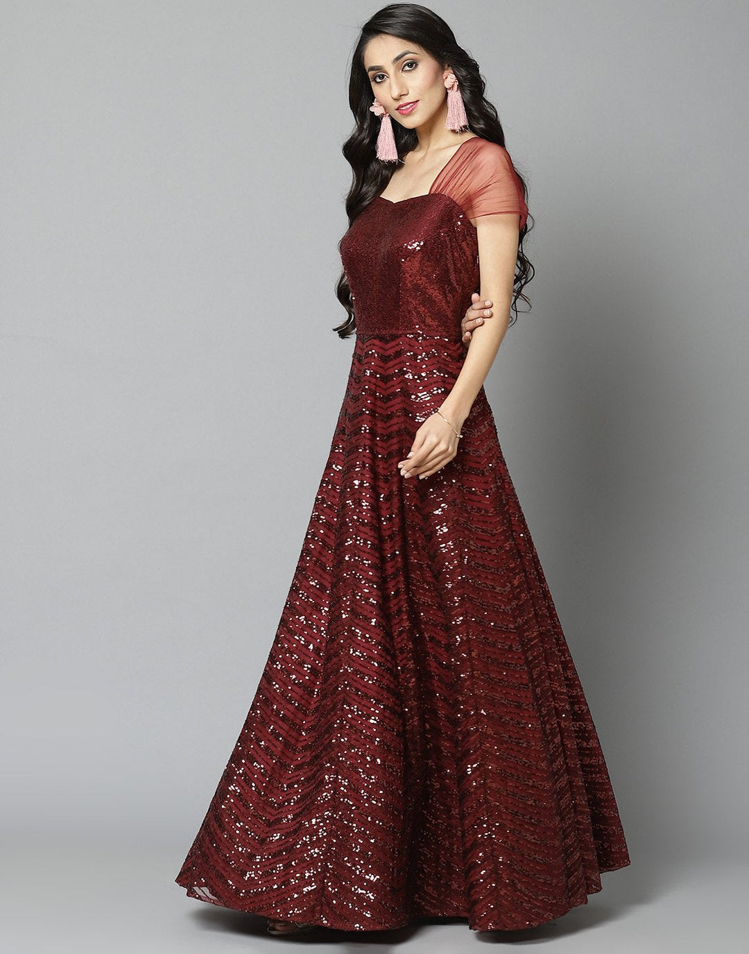 Elegant Maroon Long Dress