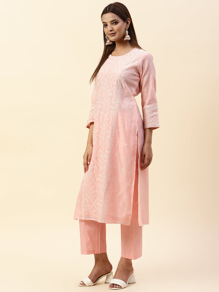 Embroidered Chanderi Kurta With Palazzo
