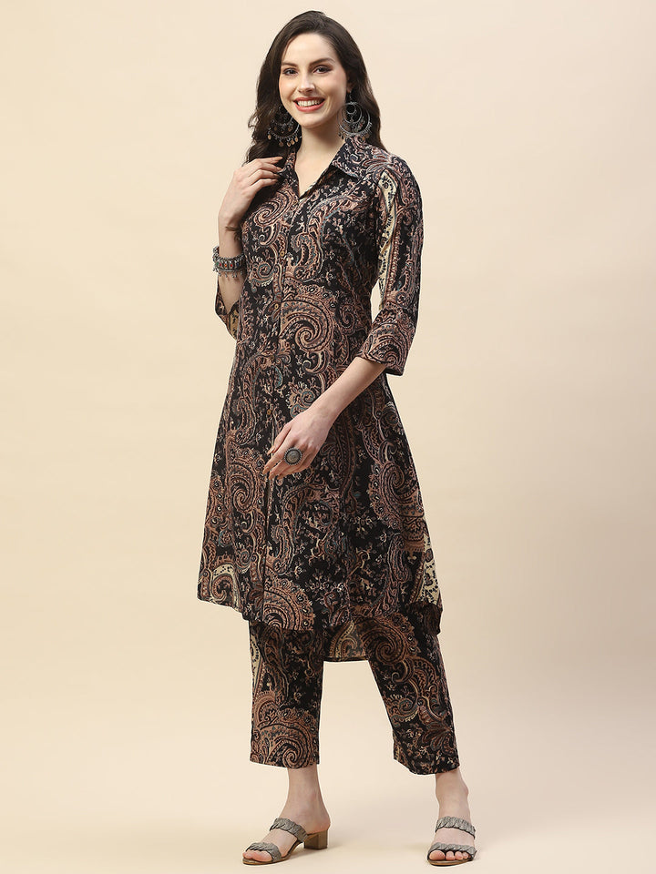 Paisley Printed Cotton Kurta With Pants