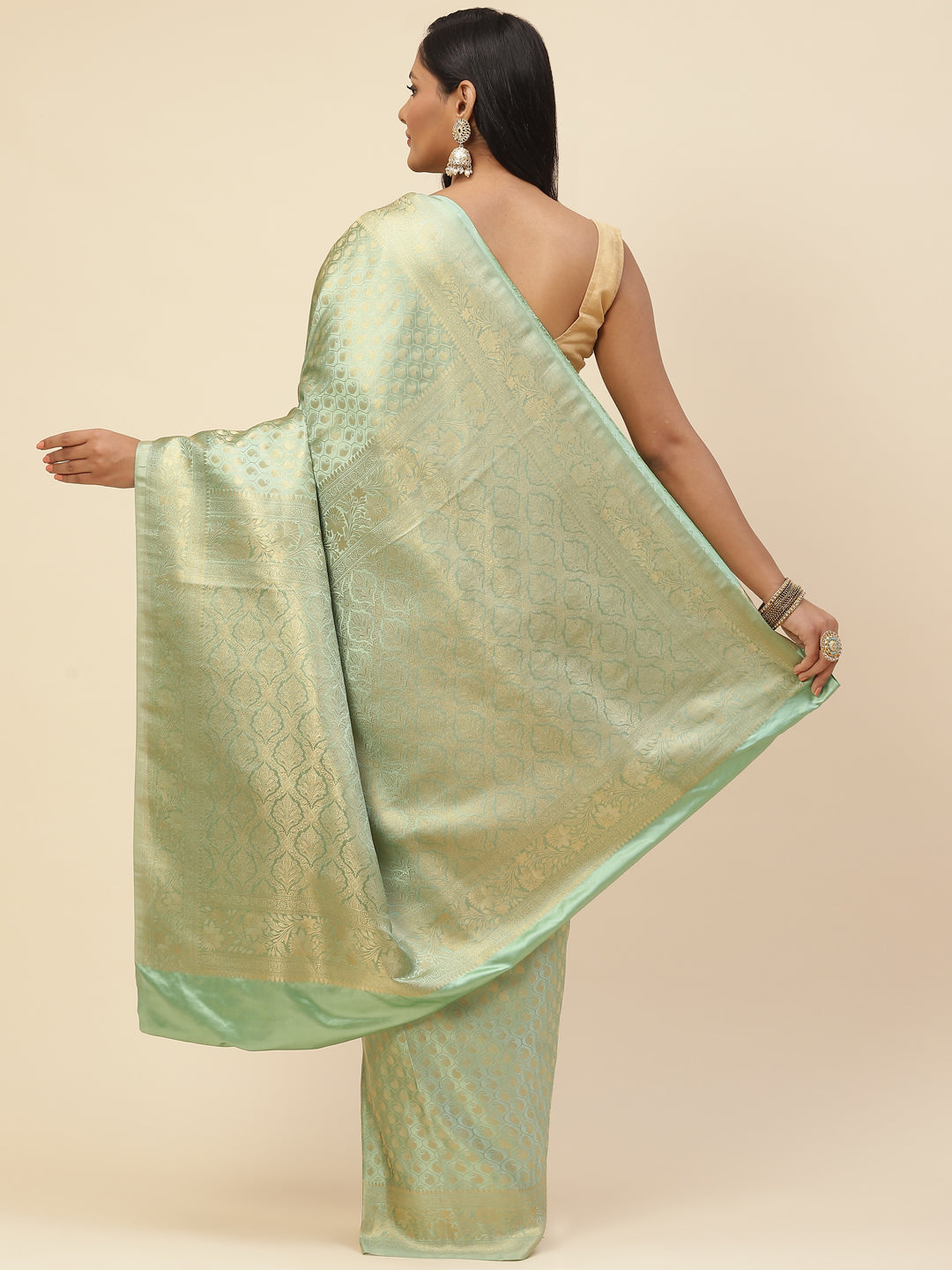 Brocade Zari Jaal Satin Woven Saree