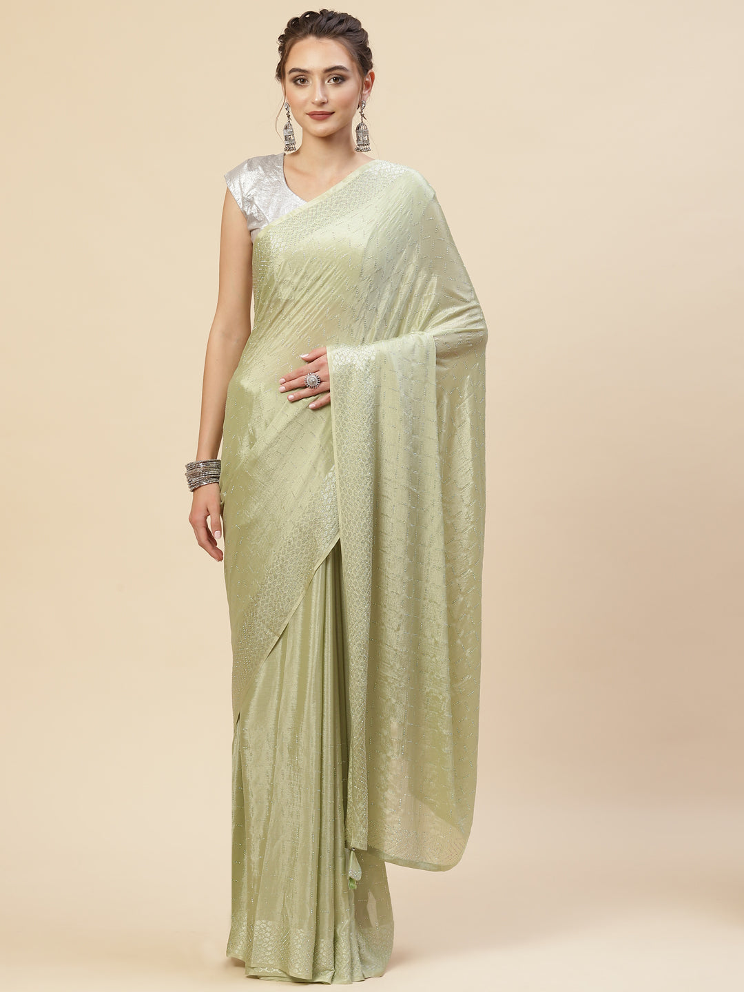 Stone Georgette Plain Saree