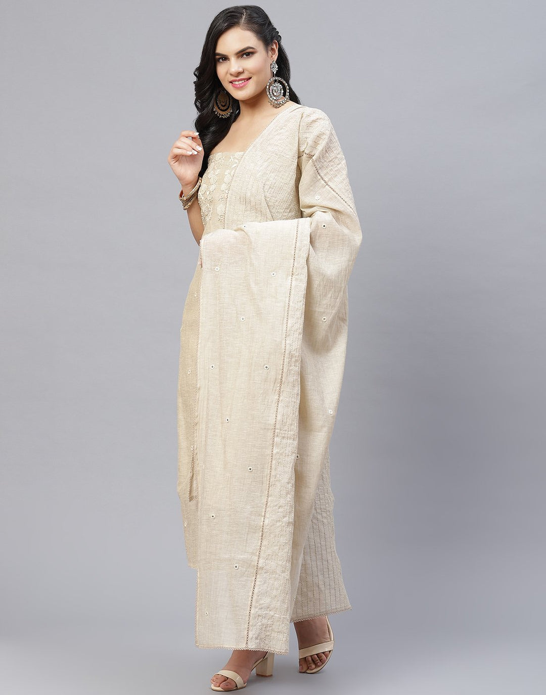 Chanderi Embroidered Suit Piece
