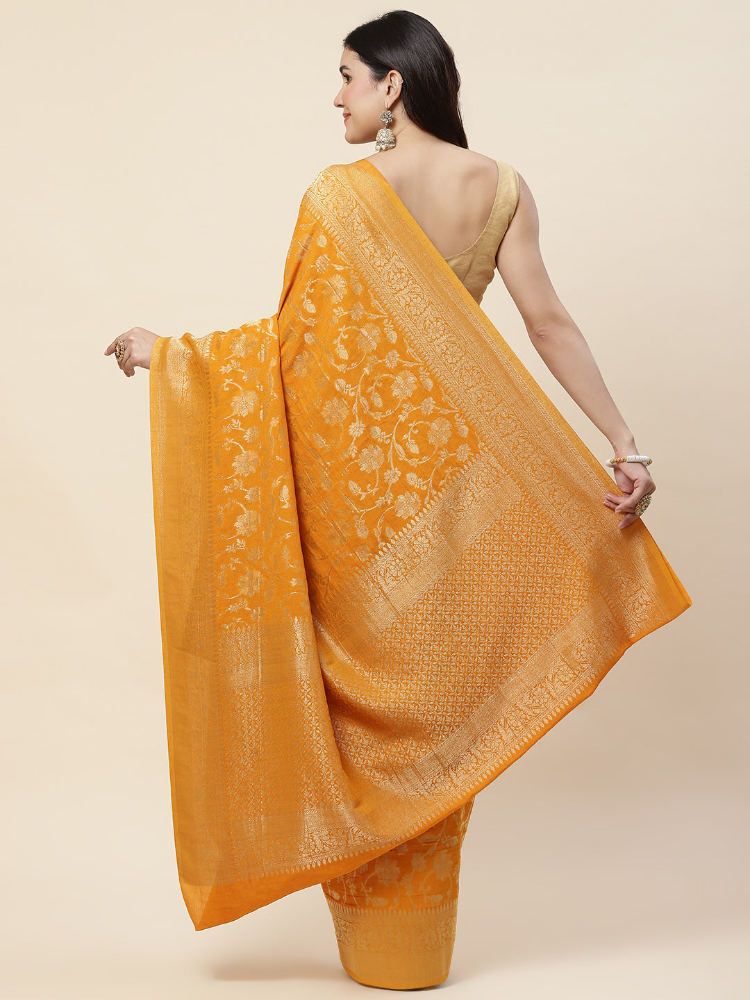 Zari Jaal Tussar Silk Plain Saree