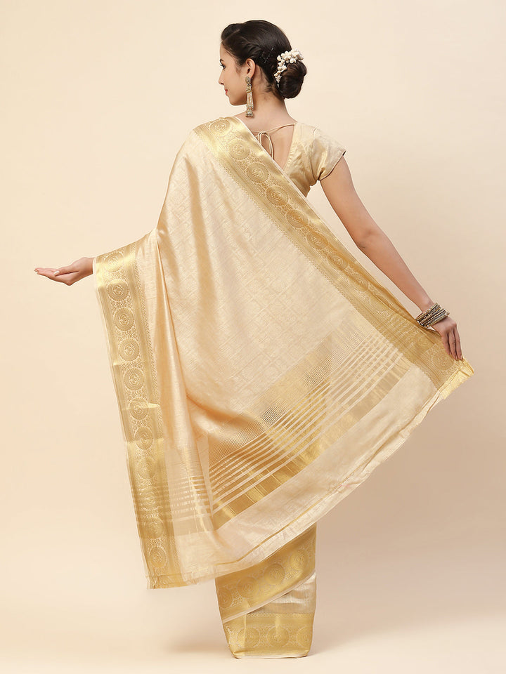 Plain Zari Border Art Handloom Woven Saree