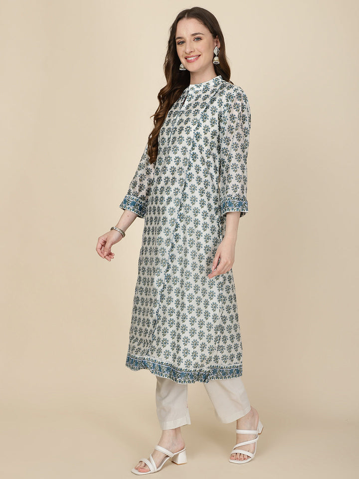 Floral Printed Cotton Kurta With Pants