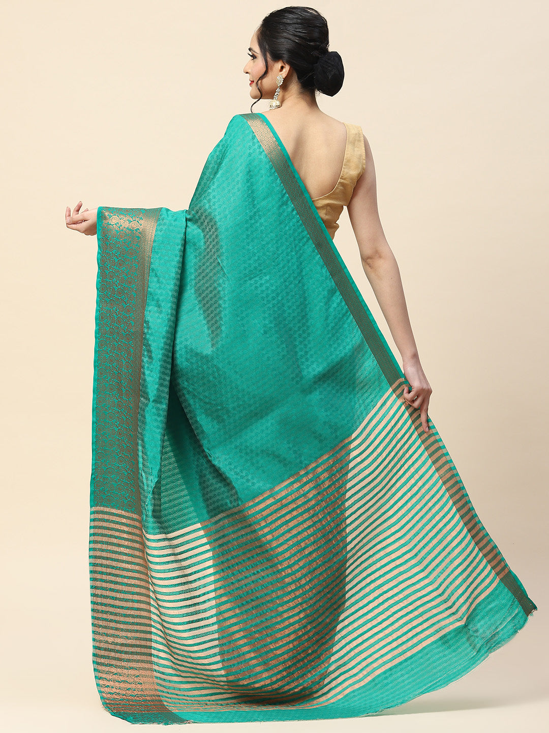 Plain Zari Border Handloom Woven Saree