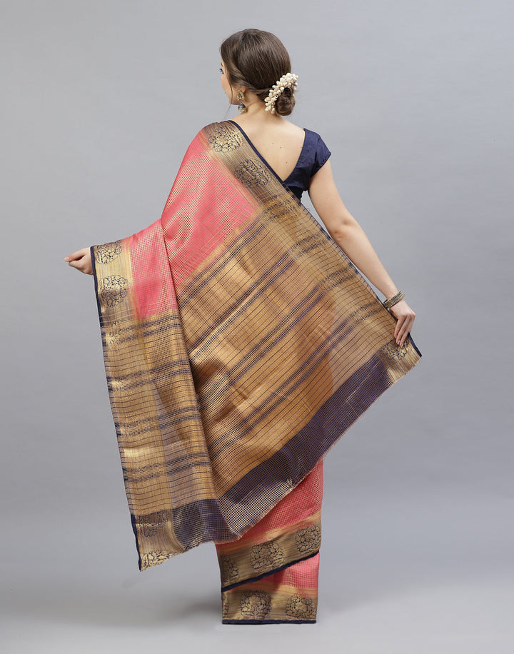 Jacquard Zari Border Art Handloom Woven Saree